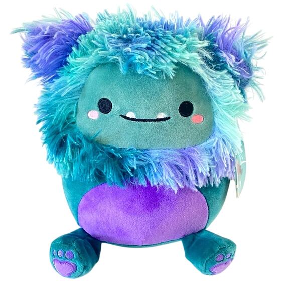 SQUISHMALLOWS 8" JT Bigfoot Yeti Teal Blue Purple Fuzzy Monster NEW With Tags - Picture 1 of 13